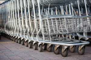 Shopping carts arranged in a row