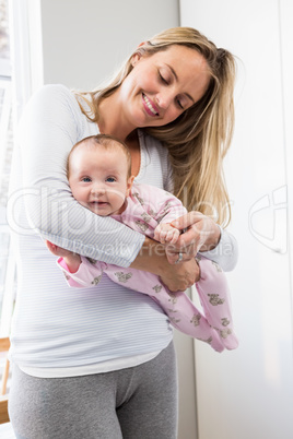 Mother holding her baby boy