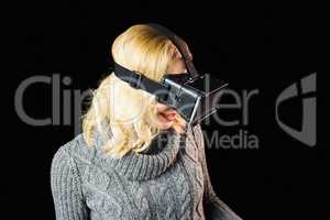 Woman using reality virtual headset