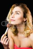 Beautiful woman posing with make-up brush
