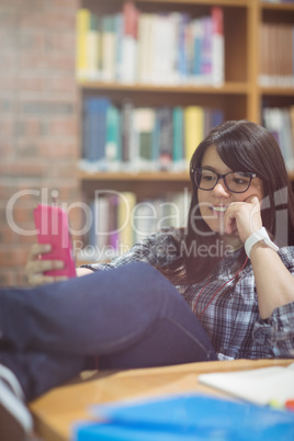 Female student using mobile phone