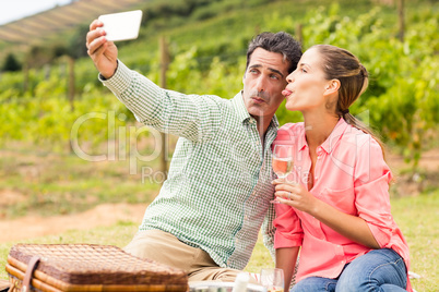 Happy couple taking a selfie