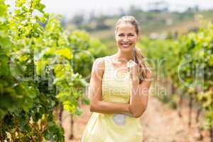 Portrait of smiling female vintner
