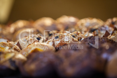 Close-up of cookies in display