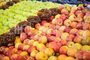 Variety of fruits in organic section