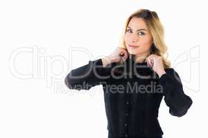 Beautiful woman posing against white background