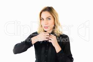 Beautiful woman posing against white background