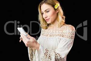 Beautiful woman using mobile phone