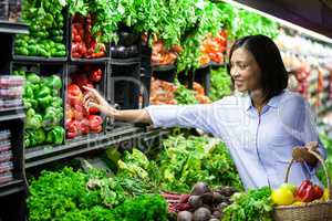 Woman buying vegetables in organic section