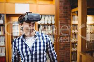 Student using virtual reality headset