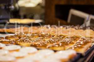 Close-up of doughnut in display