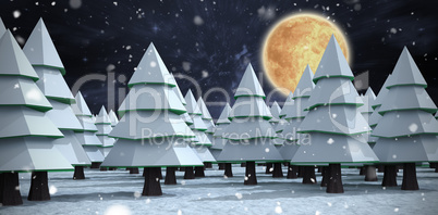 Composite image of snow covering christmas trees