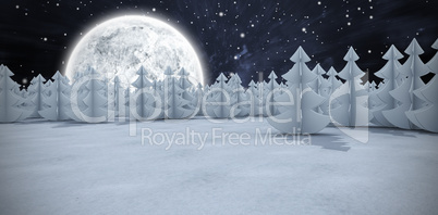 Composite image of christmas trees at forest on snowy field