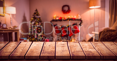 Composite image of wooden table