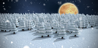 Composite image of christmas trees at forest during winter