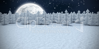 Composite image of digital generated image of christmas trees at forest