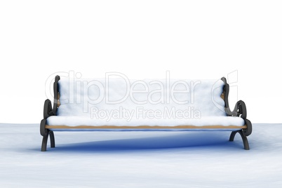 Bench covered with snow