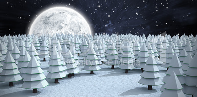 Composite image of christmas trees on field during winter