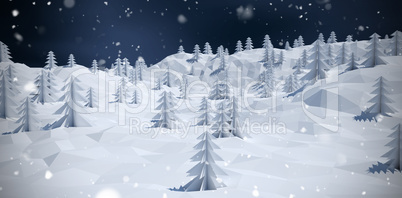 Composite image of composite image of trees on snow covered mountain