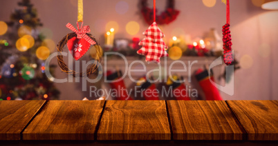 Composite image of wooden table