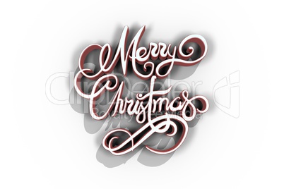 Three dimensional of Merry Christmas text in red and white color