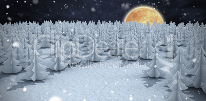 Composite image of high angle view of christmas trees at forest