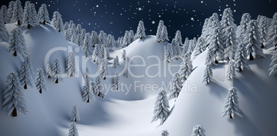 Composite image of snowcapped mountain with trees