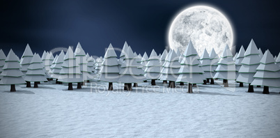 Composite image of christmas trees covered with snow