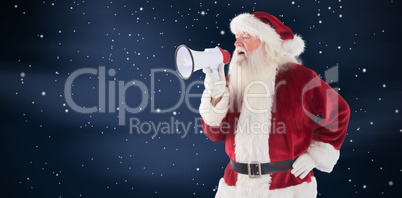 Composite image of santa claus is using a megaphone