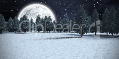 Composite image of forest on snowy field