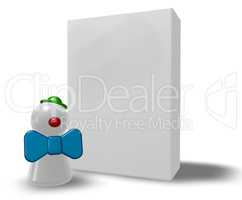 pawn clown and blank white box - 3d rendering