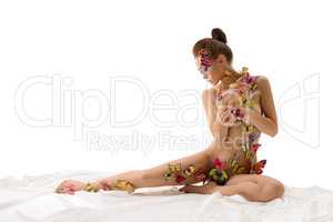 Naked girl with butterflies on her body