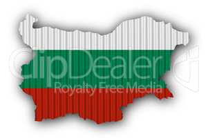Karte und Fahne von Bulgarien auf Wellblech