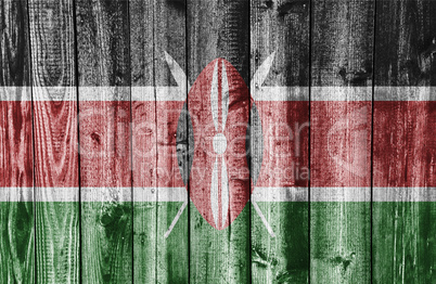 Fahne von Kenia auf verwittertem Holz