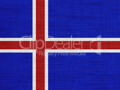 Fahne von Island auf altem Leinen
