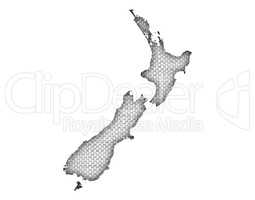 Karte von Neuseeland auf Leinen,