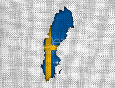 Karte und Fahne von Schweden