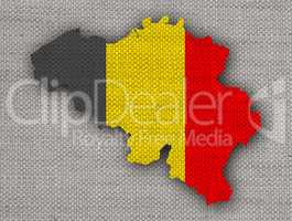 Karte und Fahne von Belgien auf Leinen