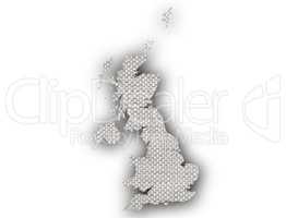 Karte von Großbritannien auf Leinen