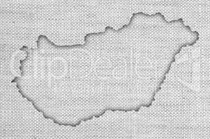 Karte von Ungarn auf Leinen