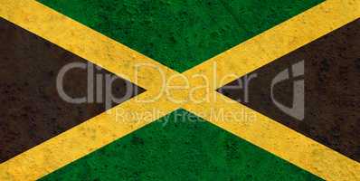 Fahne von Jamaika auf verrostetem Metall