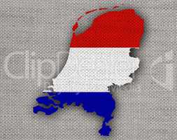 Karte und Fahne der Niederlande auf Leinen