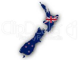 Karte und Fahne von Neuseeland,