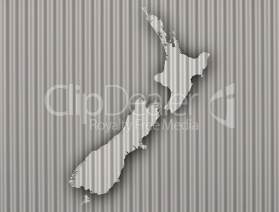 Karte von Neuseeland auf Wellblech,