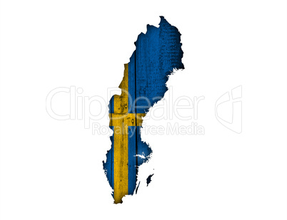 Karte und Fahne von Schweden