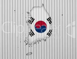 Karte und Fahne von Südkorea