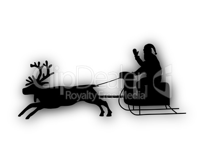 Weihnachtsmann mit Rentier undSchlitten
