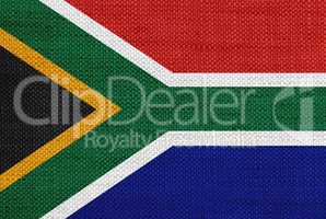 Fahne von Südafrika auf altem Leinen
