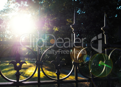 Old fence with lens flares