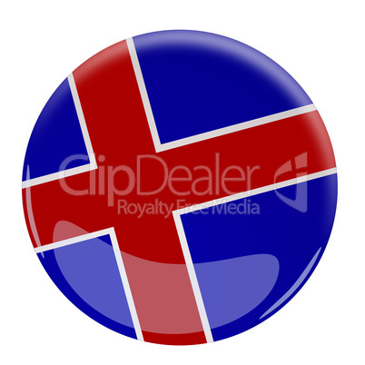 Glossy button with the flag of Iceland